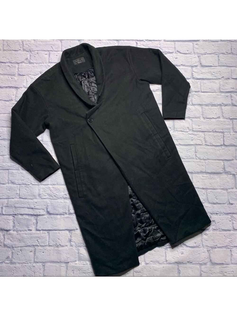 Zara Man Wool Blend Coat in Black
